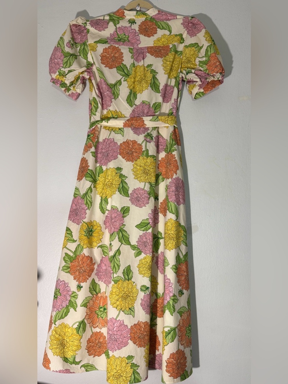Hobbs Elena Floral Belted Midi Dress - White with Pink, Yellow & Orange size 8 - Picture 6 of 9